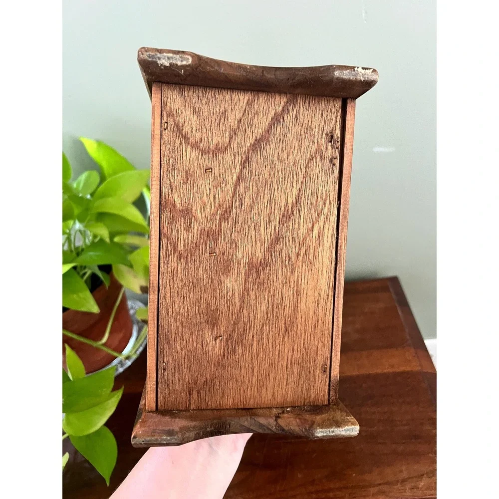 Vintage Teak Desk Organizer Utensil Holder Wooden Caddy
